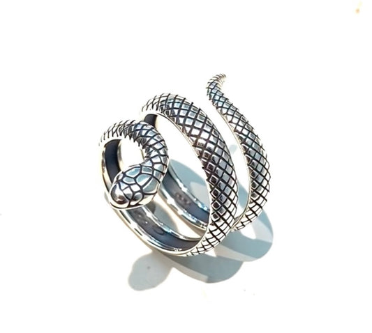 Anello Serpente Argento 925 Black rodium Tre Giri Unisex