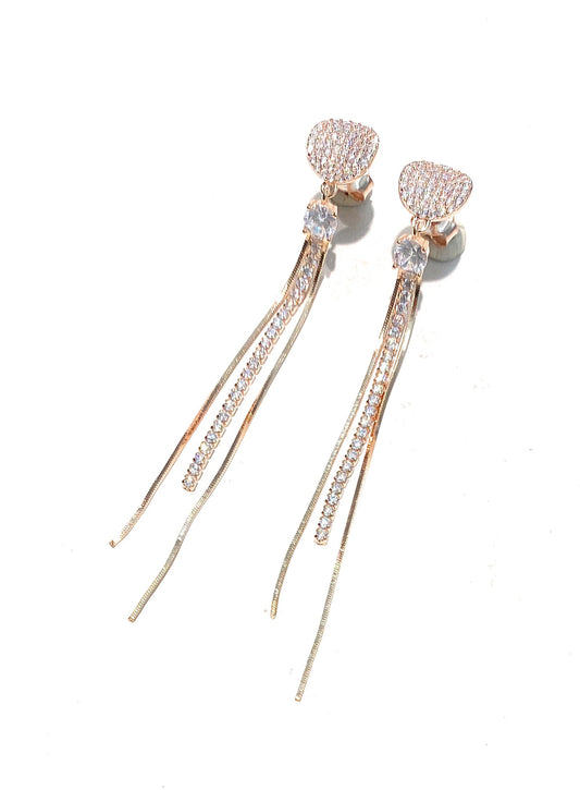 Orecchini a Filo diWa Jewels Pavé Rosé tipo Tennis chiusura a farfallina Argento sterling