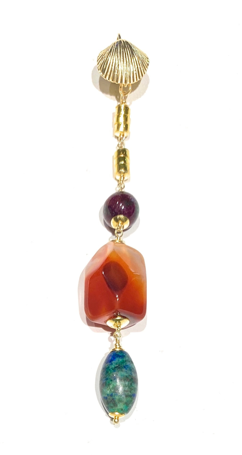 Mono Orecchino con Conchiglia Argento 925, Agata, Lapis, Giada – Unico – diWa Jewels