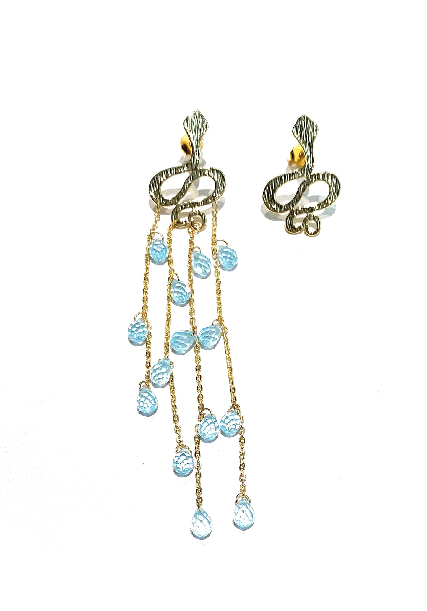 Mono Orecchino “Serpentino” in Bronzo Placcato Oro Giallo – diWa Jewels – Varianti Pietre Naturali 🐍