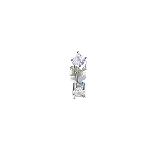 Orecchini punto luce zirconi argento 925 rodio bianco mm 3