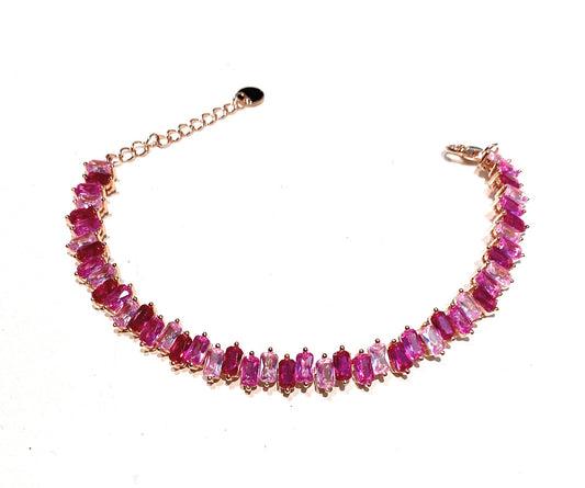 Bracciale tennis zirconi carré pink argento sterling 925