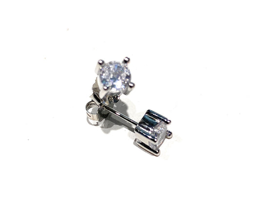 Orecchini punto luce zirconi argento 925 rodio bianco mm 3