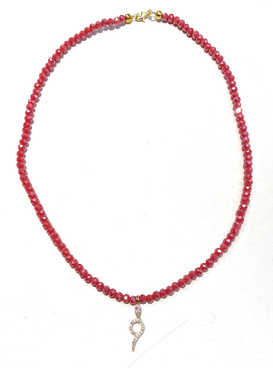 Collarino diWa Jewels cristalli sfaccettati pendente serpentino argento sterling placcato oro