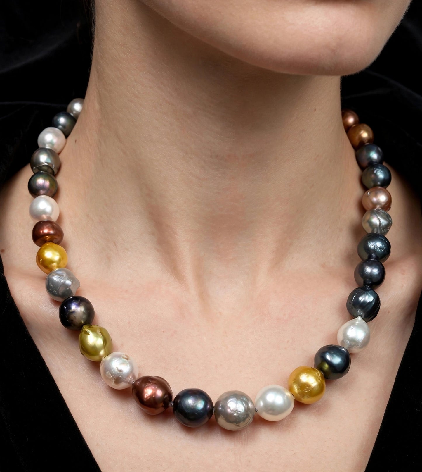 Collana choker perle fresh water multicolor chiusura fiore smalto e perlina