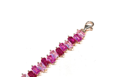 Bracciale tennis zirconi carré pink argento sterling 925