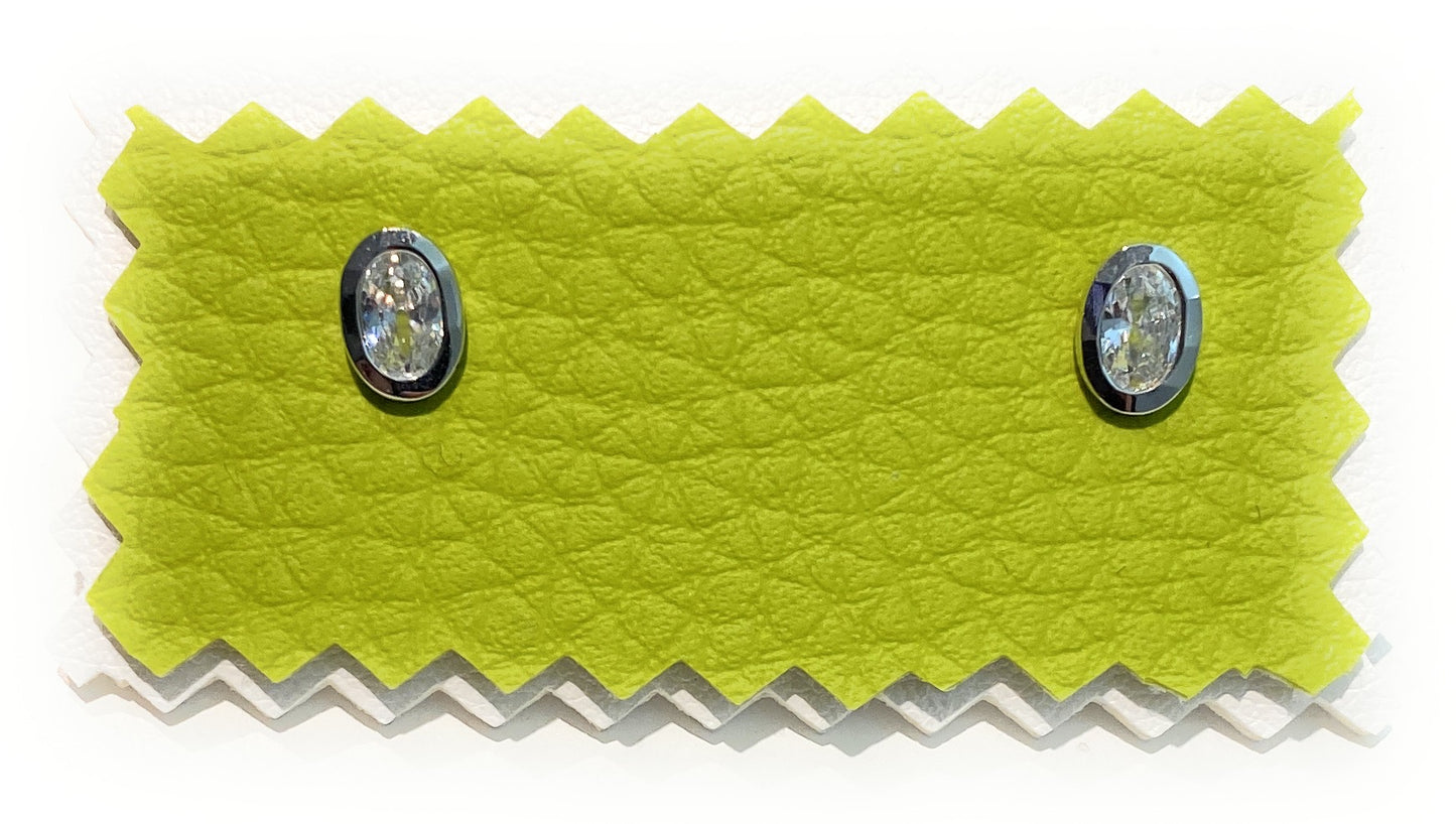 Orecchini Punto Luce Zircone Ovale Argento 925 Rodio Bianco Farfallina