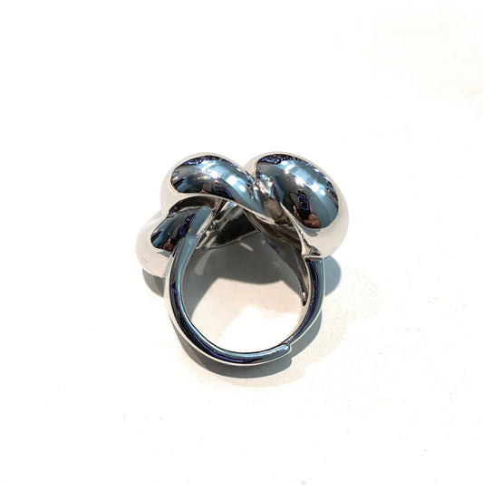 Anello nodo argento massiccio rodio bianco regolabile