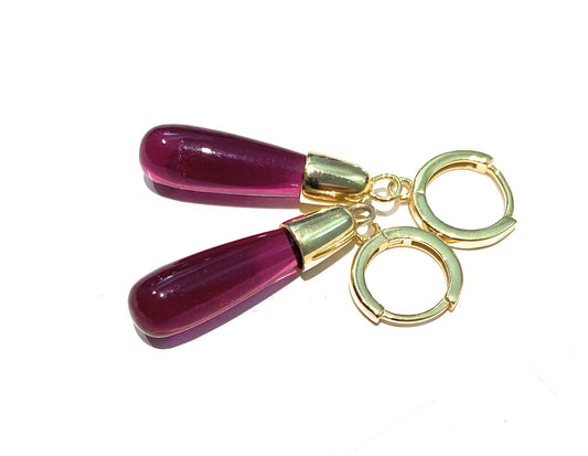 Orecchini Cerchietto Pendente Gocce Cristallo colorato Argento Placcato Oro Giallo