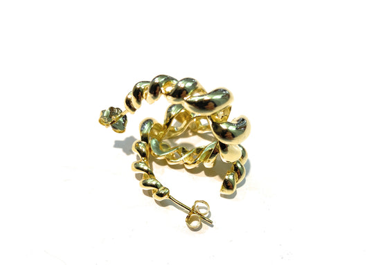 Orecchini diWa Jewels a cerchio lavorazione torciglione argento sterling placcato oro giallo farfallina