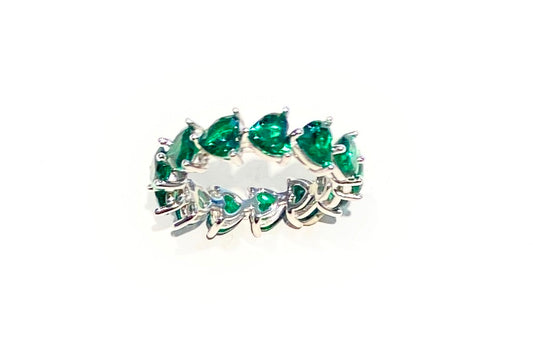 Anello veretta a giro cuori zirconi colorati argento sterling rodio bianco