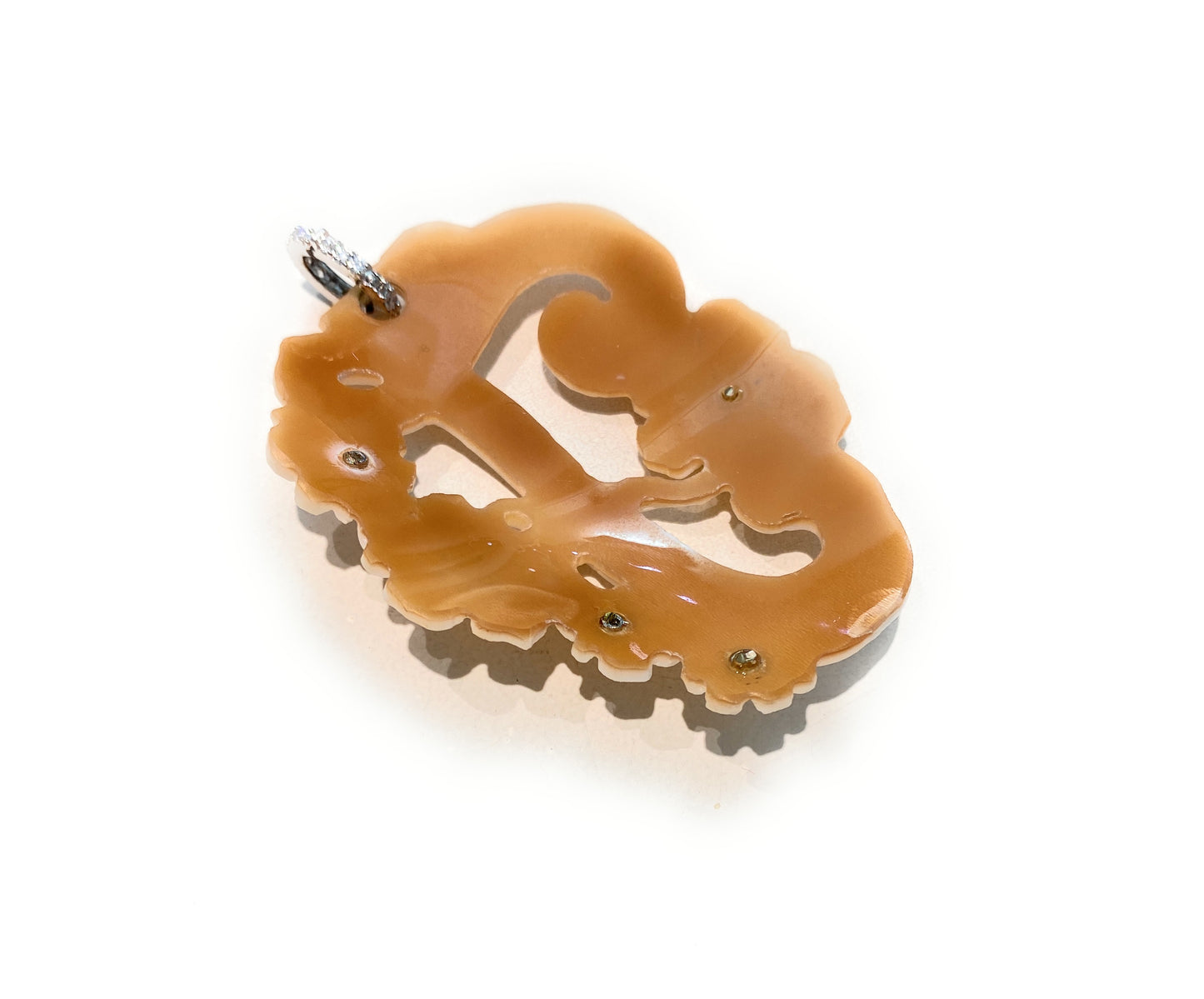 Ciondolo Cameo lettera “F” in argento sterling 925 e contro maglia apribile con zirconi
