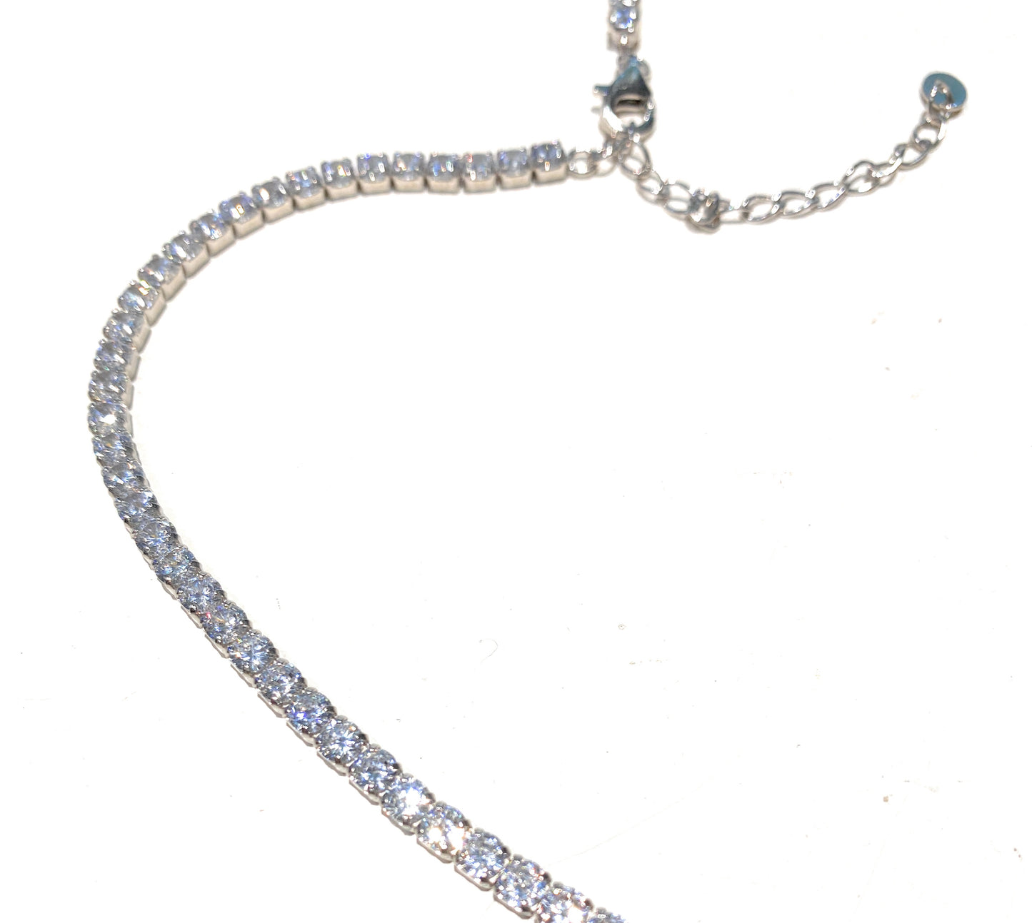 Collana tipo Castoniera Tennis Zirconi Bianchi Regolabile Rodio Elegante