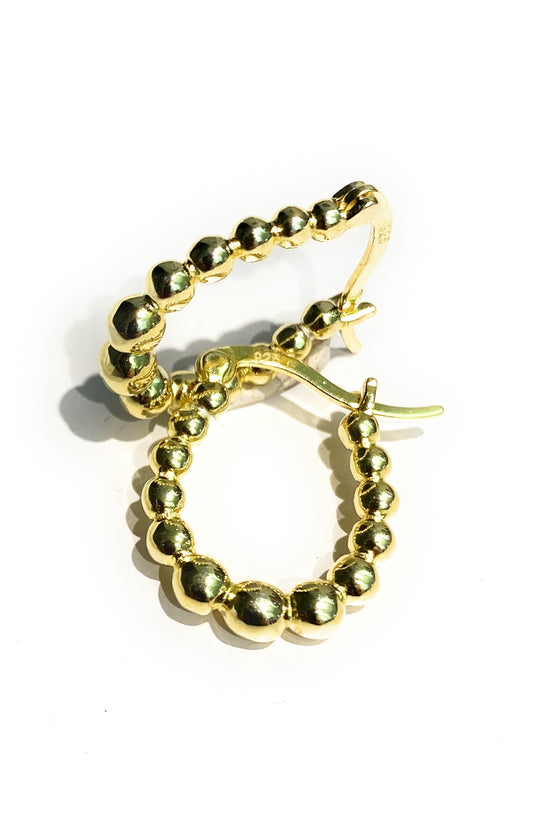 Orecchini a cerchietto pallinato argento sterling placcato oro giallo