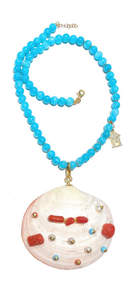Collarino diWa Jewels choker conchiglia naturale impreziosita a mano rifiniture in argento sterling pezzi unici