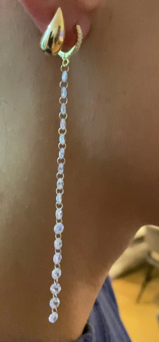 Orecchini a filo zirconi con cerchietto argento sterling