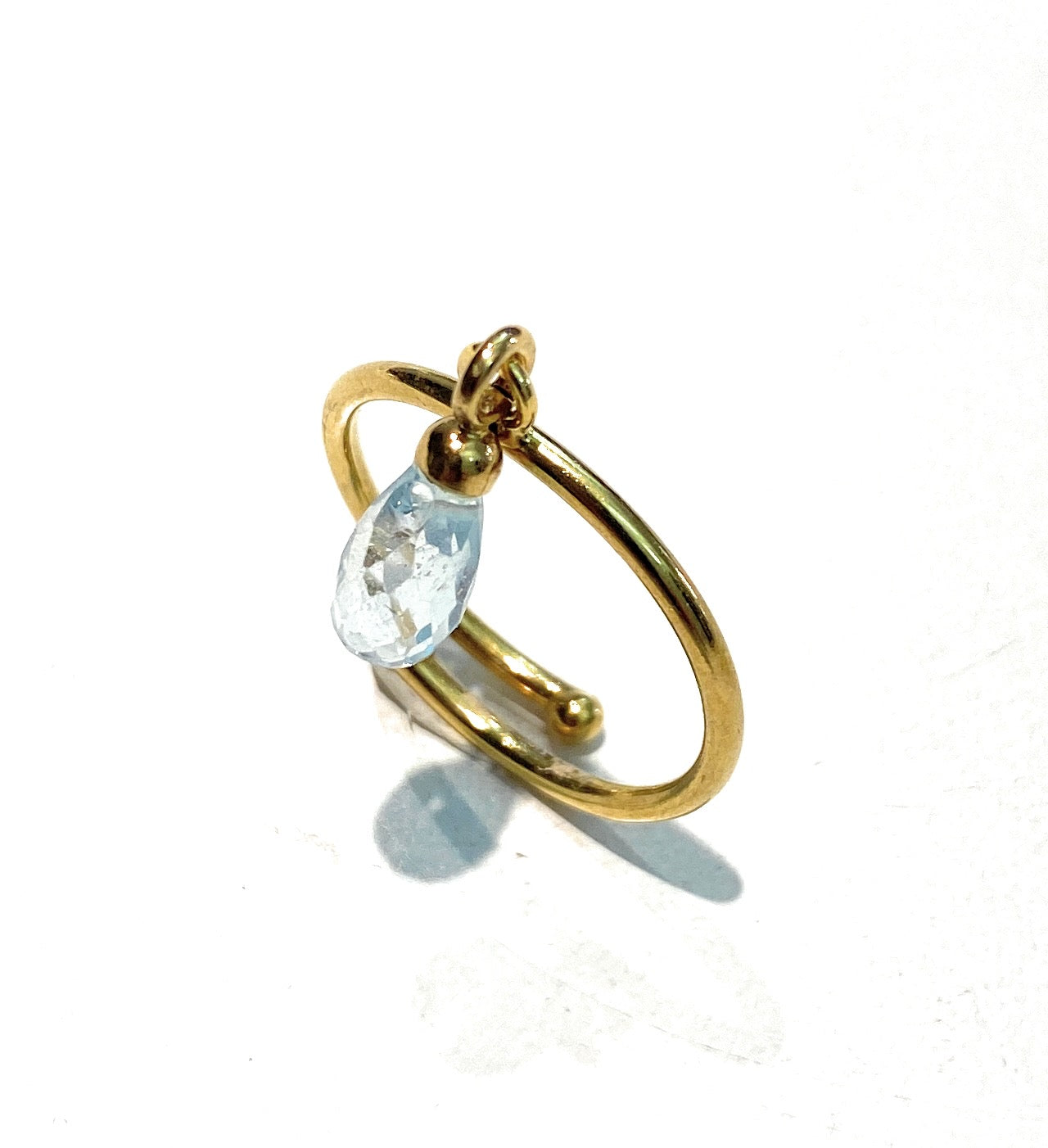 Anello Charm Goccia quarzo sfaccettata regolabile Argento 925