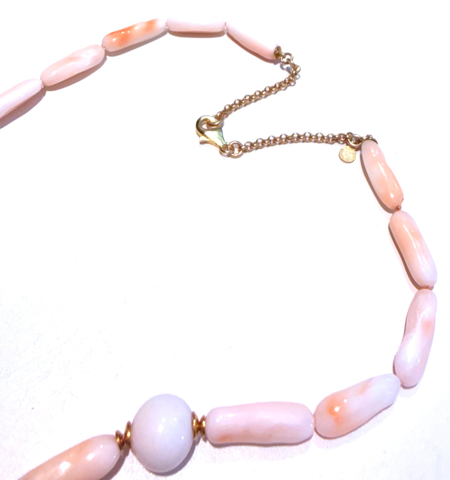 Collana Corallo Naturale cannette e pallini tondi bianco Rosato Argento Sterling placcato Oro giallo