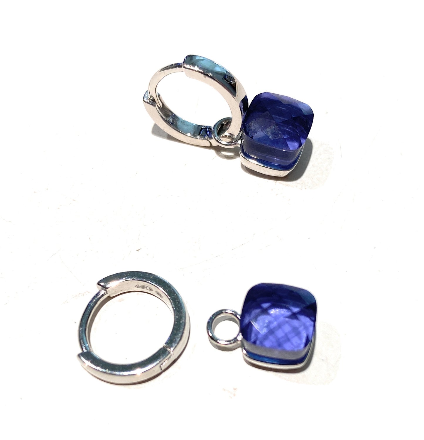 Orecchini a Cerchietto pendente paraiba carré sfaccettato argento