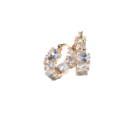 Orecchini a cerchietto argento sterling rosé zirconi bianchi