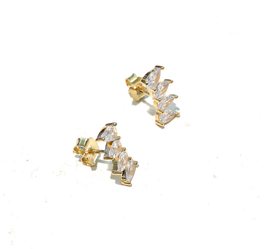 Orecchini mezzaluna zirconi navette argento 925 farfallina placcati oro giallo