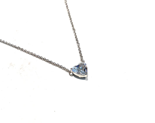 Collarino punto luce diamante lab grown taglio cuore F color ct 1,27 oro bianco 18 kt fatto a mano collanina rolò regolabile Cert IGI
