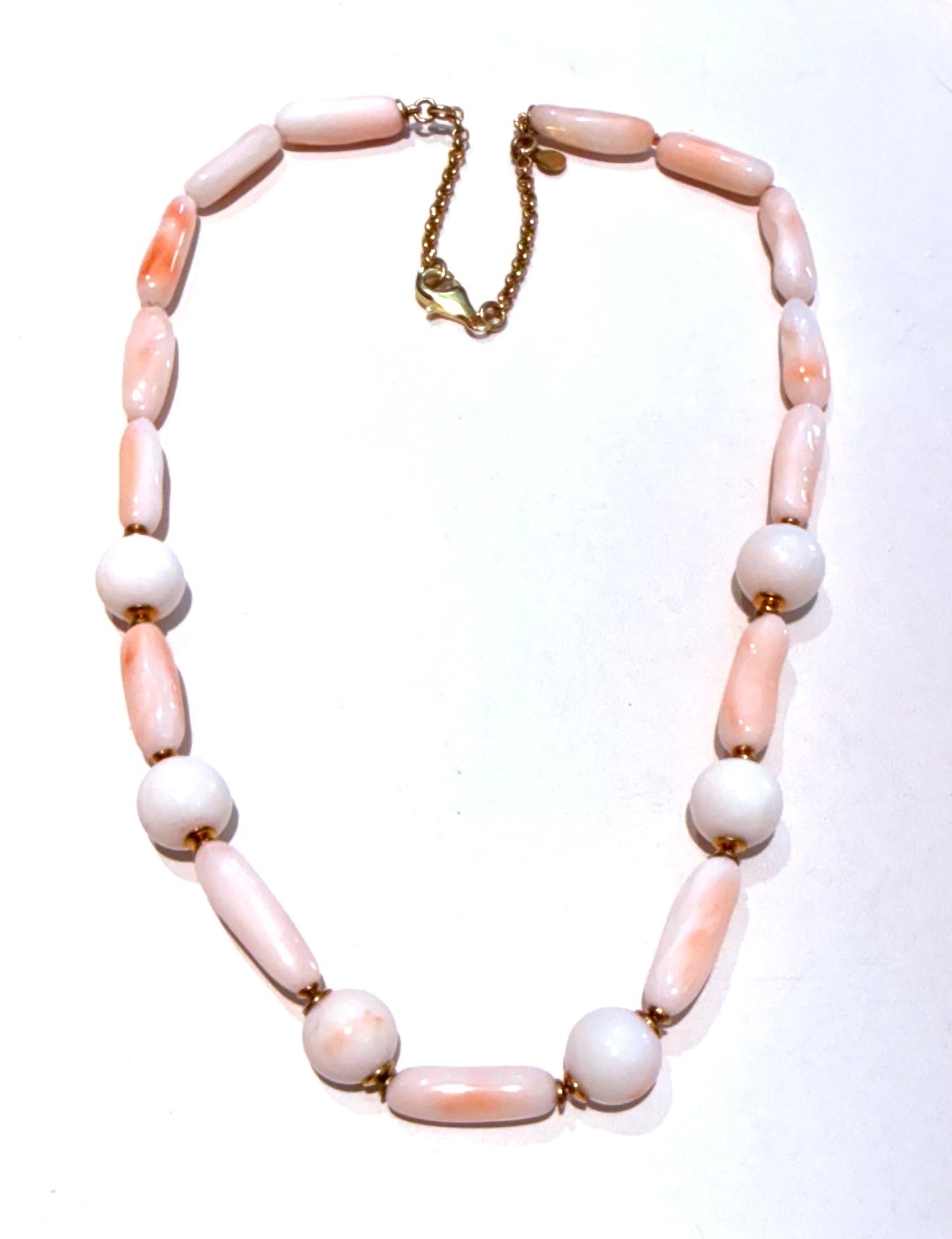 Collana Corallo Naturale cannette e pallini tondi bianco Rosato Argento Sterling placcato Oro giallo