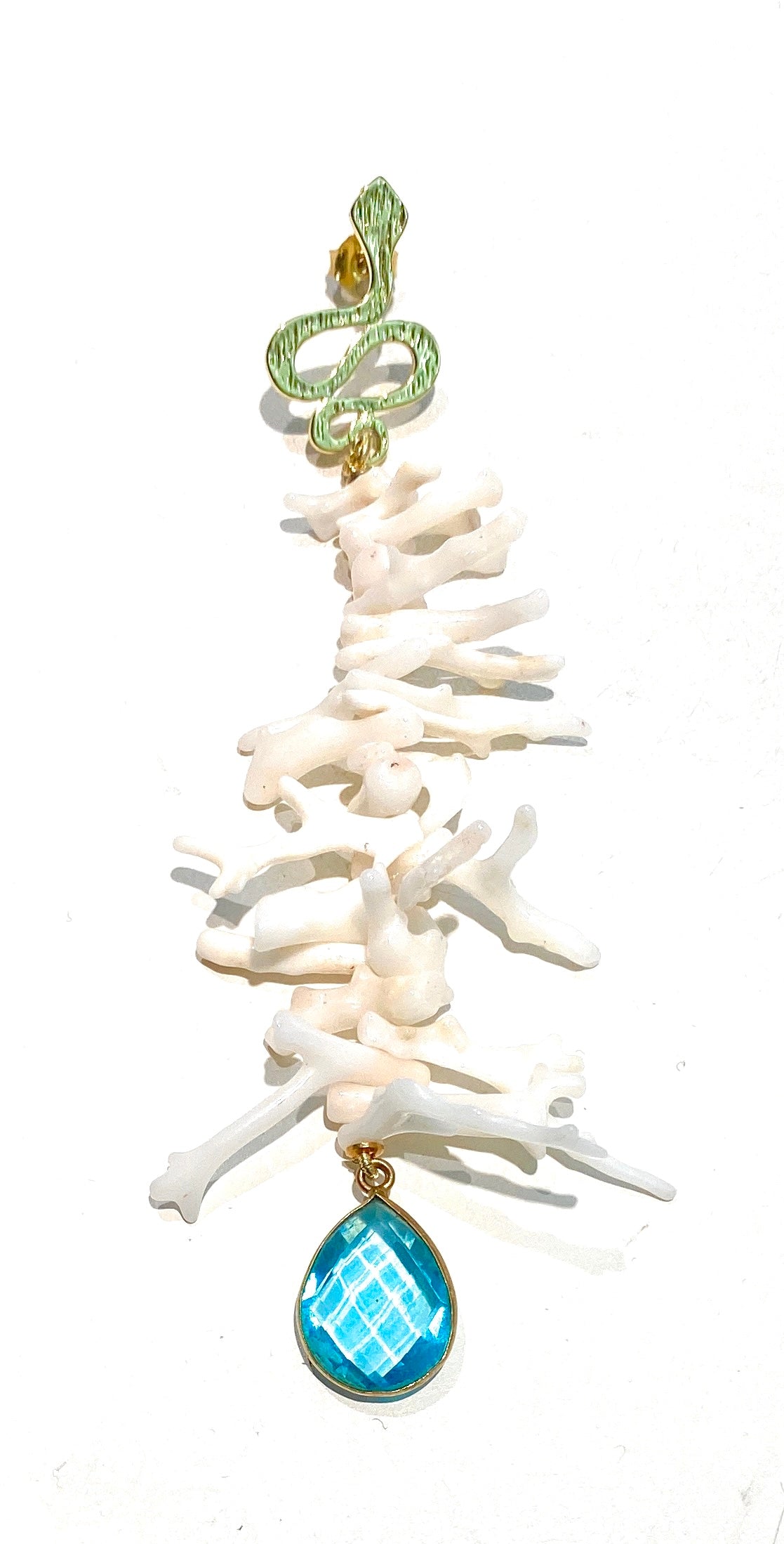 Orecchini diWa Jewels pendenti Frange Corallo bianco gocce azzurre Argento sterling galvanica gialla personalizzabili