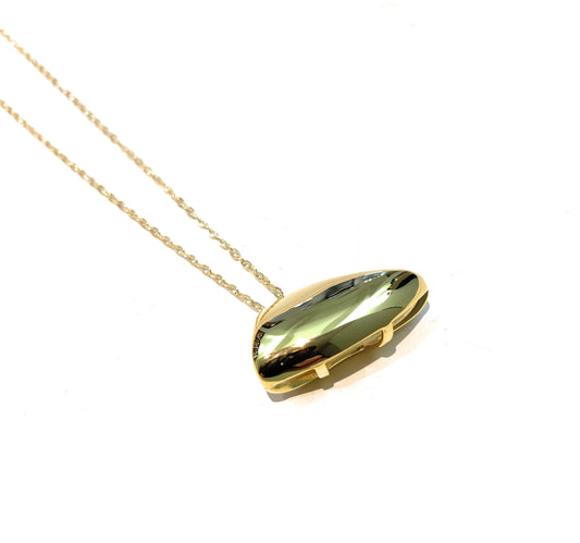 Collarino con pendente triangolo stilizzato bombato argento placcato oro giallo lunghezza regolabile