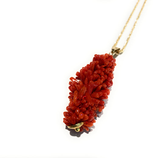 Collana con Ciondolo Corallo Rosso Naturale e Argento 925 – Gioiello Artigianale Unico