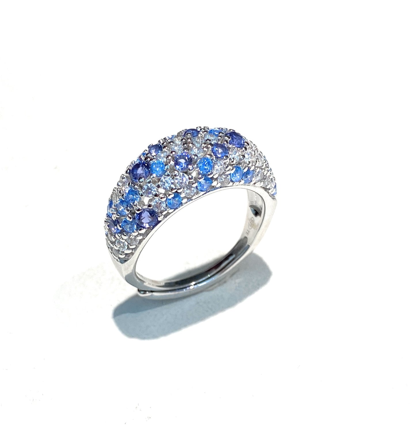 Anello diWa Jewels pavé Fascia Bombata Argento 925 Elegante Regolabile Donna