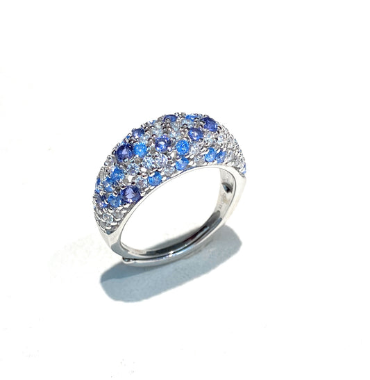 Anello diWa Jewels pavé Fascia Bombata Argento 925 Elegante Regolabile Donna