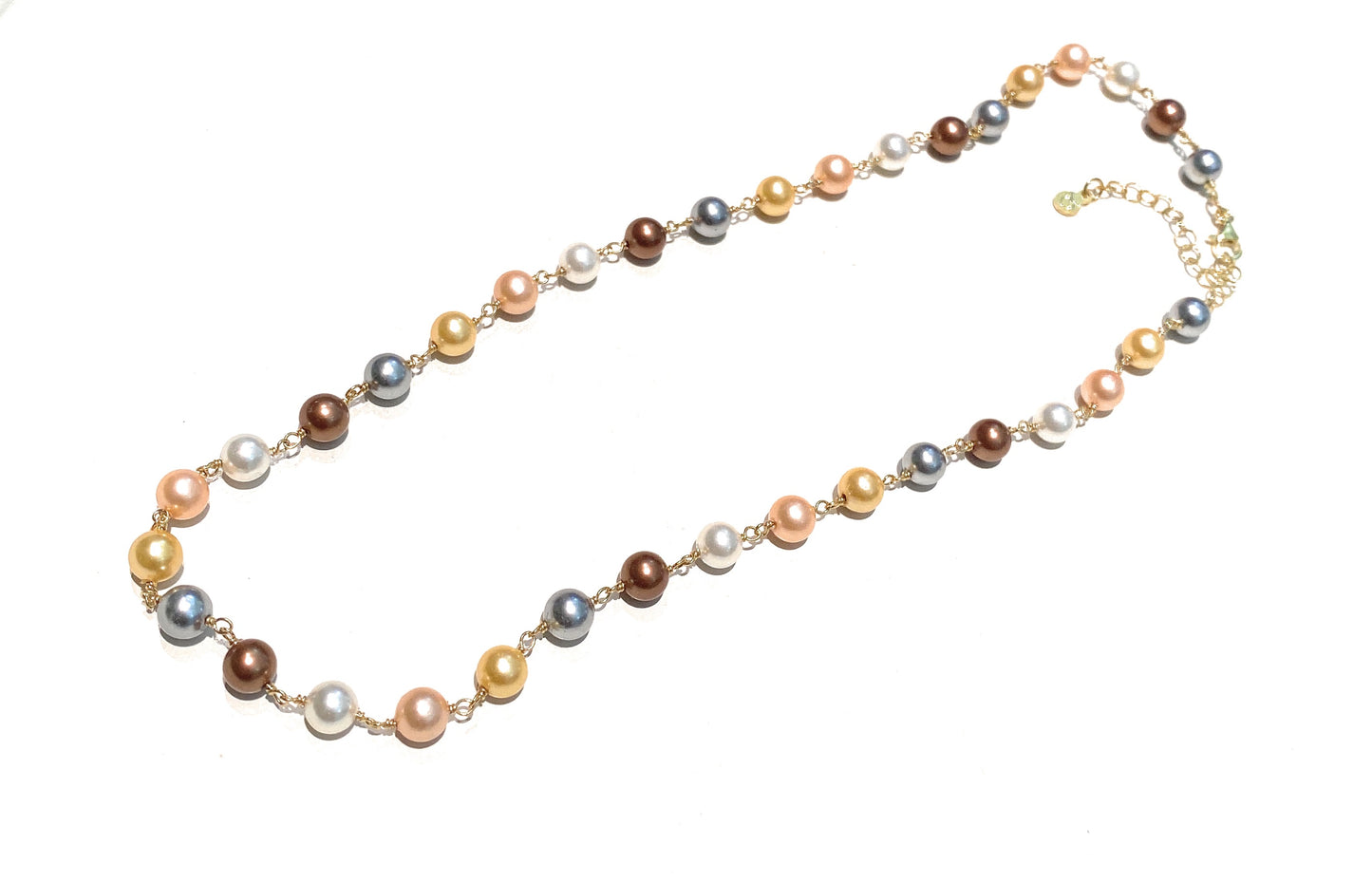 Collarino Choker Perle Multicolor Argento Sterling 925 galvanica Gialla regolabile
