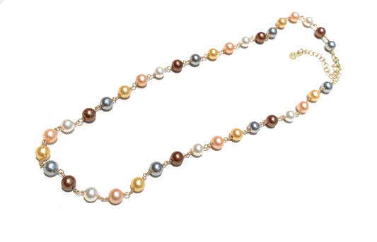 Collarino Choker Perle Multicolor Argento Sterling 925 galvanica Gialla regolabile