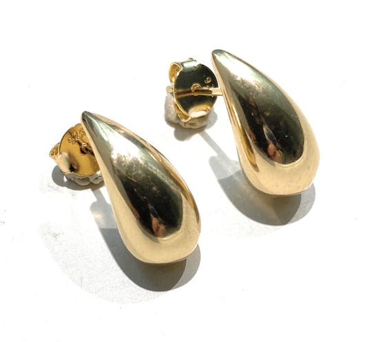 Orecchini bombati a goccia a lobo in argento sterling