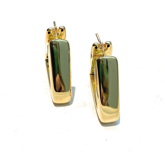 Orecchini a cerchio triangolare scatolato argento sterling placcato oro giallo