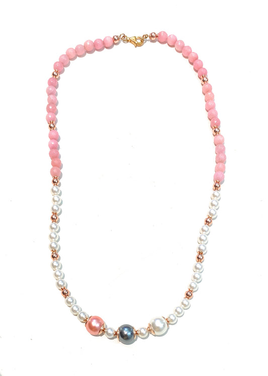 Collarino Perle Maiorca Agata Rosa Argento 925 Rosé Fatto a Mano diWa Jewels