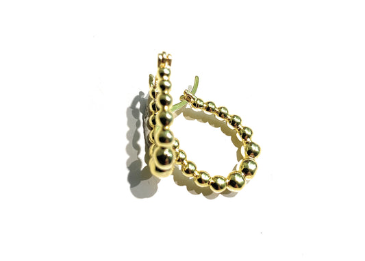 Orecchini a cerchietto pallinato argento sterling placcato oro giallo