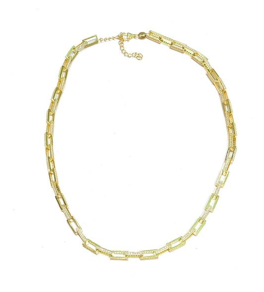 Collana groumette con zirconi in argento sterling placcato oro giallo