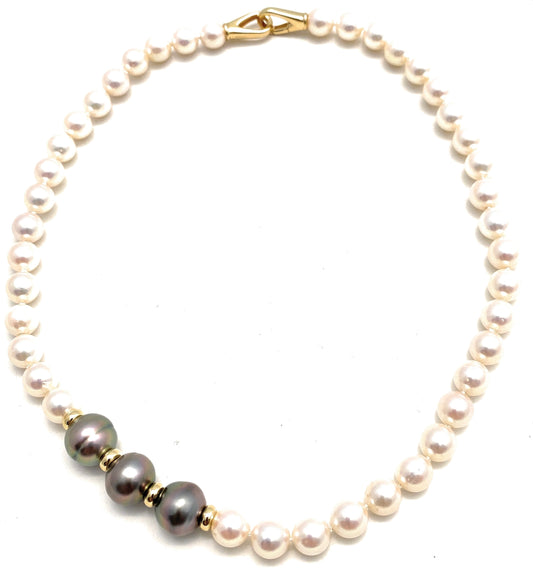 Collana diWa Jewels Perle di Mare Akoya e Perle Tahiti distanziatori Oro 18 kt