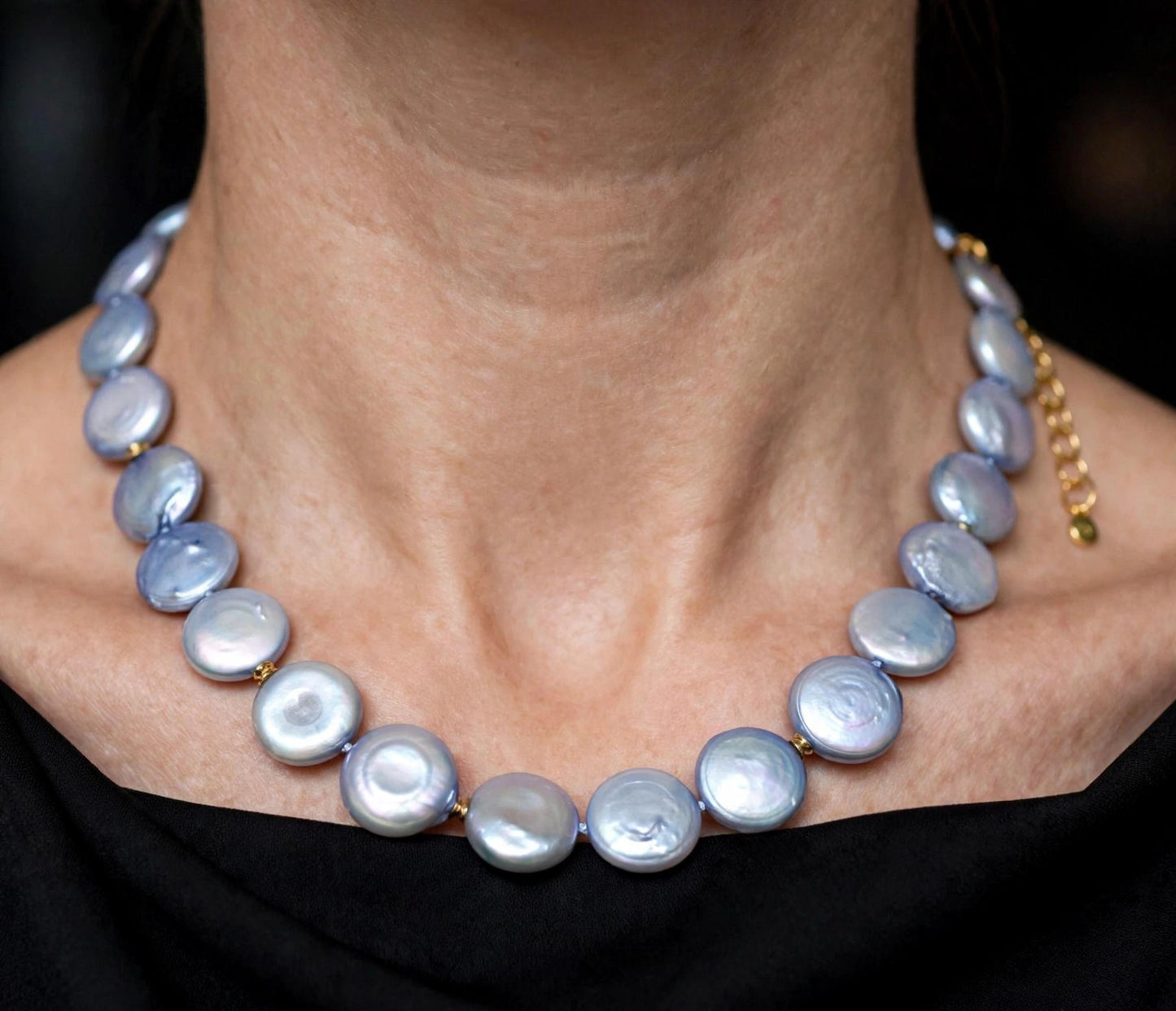 Collana choker perle Coin Fresh Water argento 925