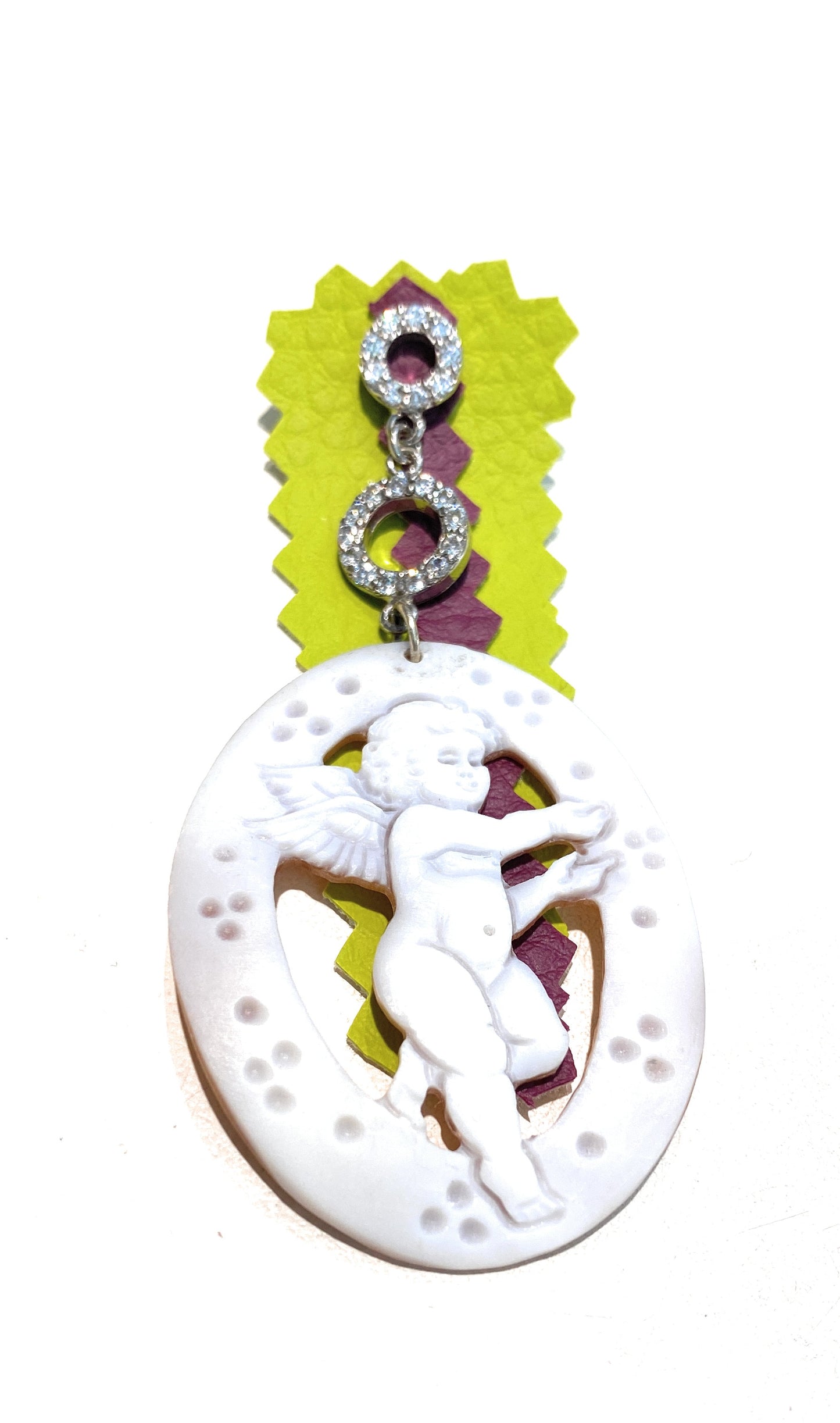 Collana charms con frange corallo rosso naturale conchiglie cuore ex-voto giada gialla argento sterling