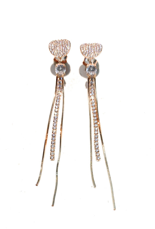 Orecchini diWa Jewels pavé rosé pendenti a filo e tennis farfallina argento sterling