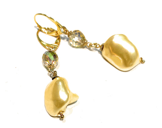 Orecchini diWa Jewels a monachella perla pepita gold briolette gold sfaccettata argento sterling placcato oro giallo