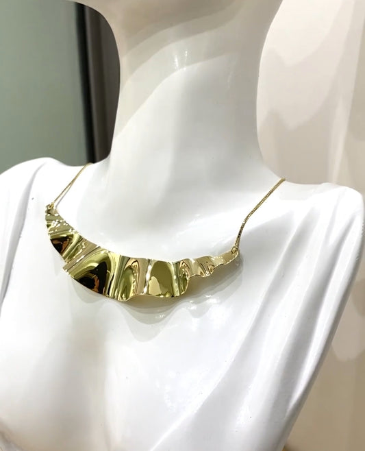 Collana diWa Jewels veneziana a lastra ventaglio argento sterling 925 placcato oro giallo