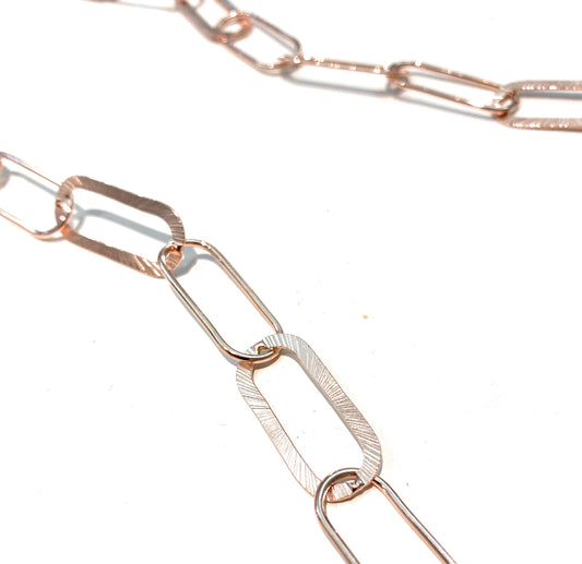 Collana maglia rettangolare argento sterling rosé