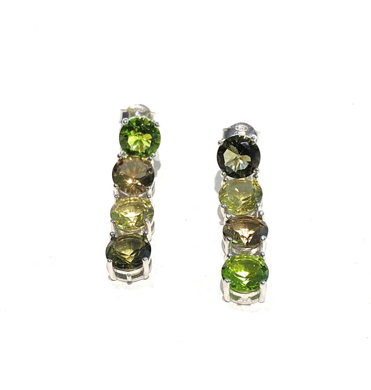 Orecchini pendenti zirconi verde argento sterling rodio bianco