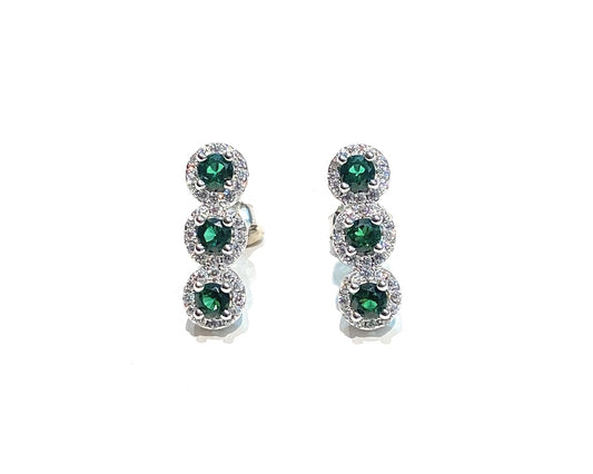 Orecchini trilogy zirconi verdi in argento sterling