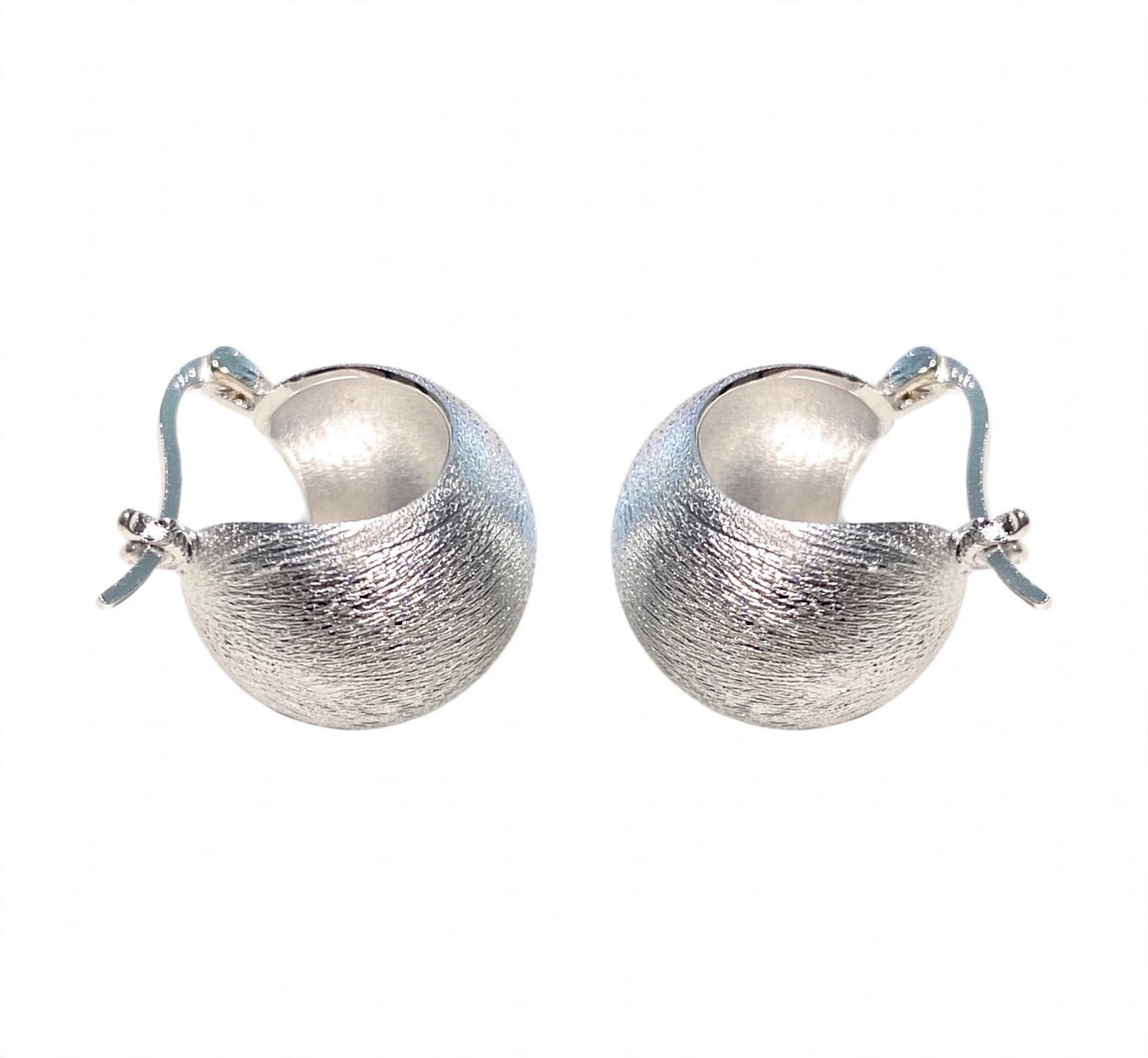 Orecchini Monachella Boule finitura spazzolata Argento 925 rodio bianco
