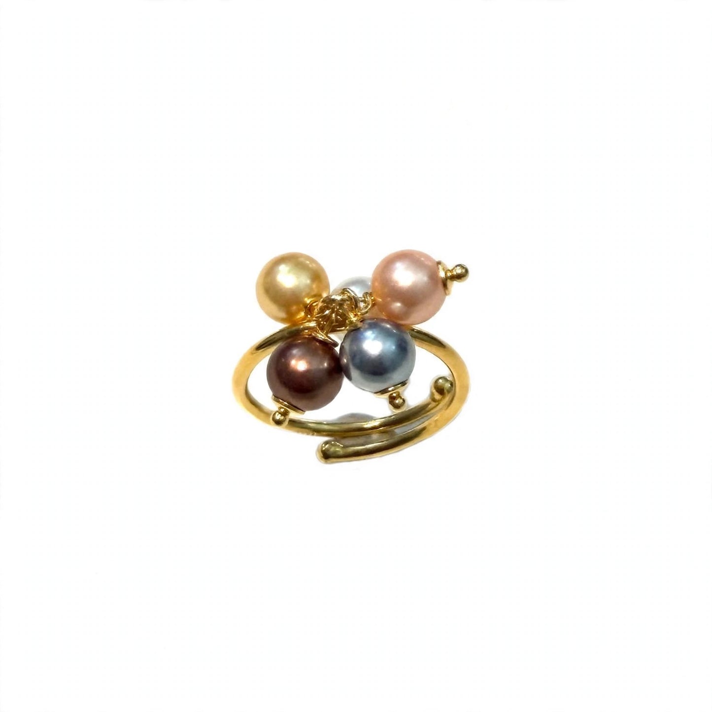 Anello Charms Perle Multicolor Argento 925 Regolabile